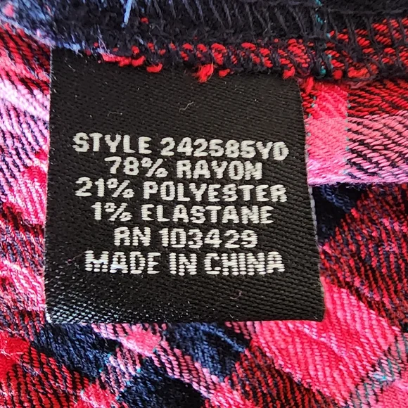 Intro 3/4 rolled sleeve plaid button-up collared over-shirt, sz XL - Picture 10 of 12